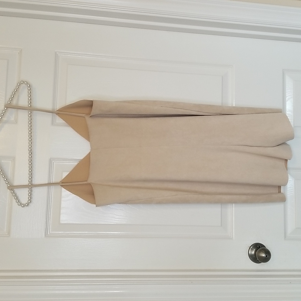 Zara Womens Cream Faux Suede Spaghetti Strap V Neck Romper - Picture 4 of 10